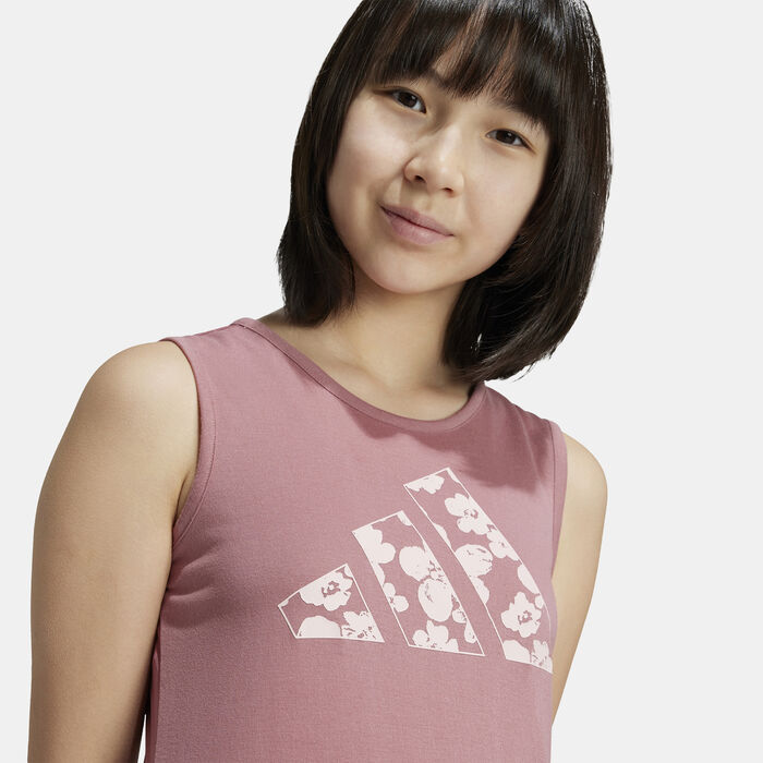 اديداس تيشيرت التمرين ترين ايسنشالز لوجو بلا أكمام للاطفال أحمر image number 4