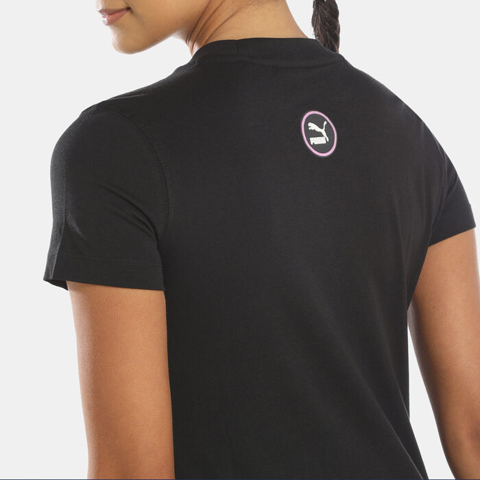 بوما تيشيرت SWxP جرافيك للنساء أسود image number 4