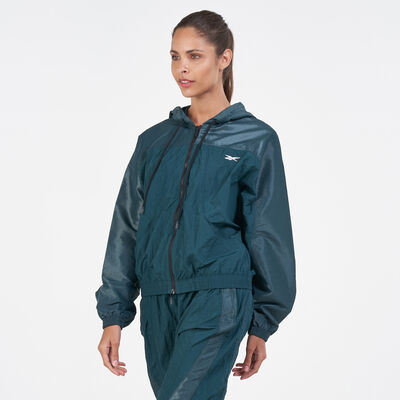ريبوك جاكيت شايني ووفن للنساء أخضر