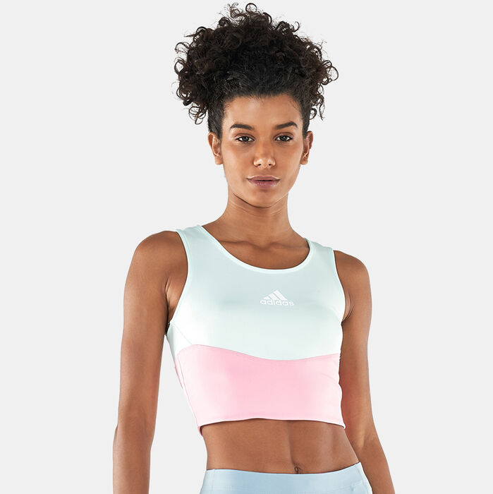 اديداس صدرية رياضية ديزايند تو موف كولوربلوك 3-سترايبس للنساء أخضر image number 0