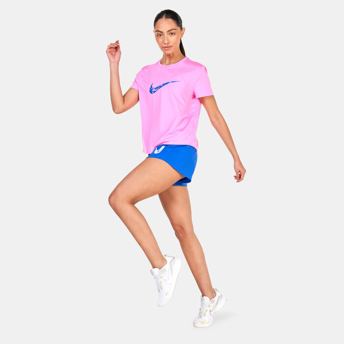 نايكي ون سووش تيشيرت الجري دراي-فت بأكمام قصيرة للنساء وردي image number 2