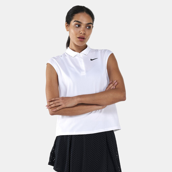 نايكي تيشيرت بولو كورت فيكتوري تنس للنساء أبيض image number 0
