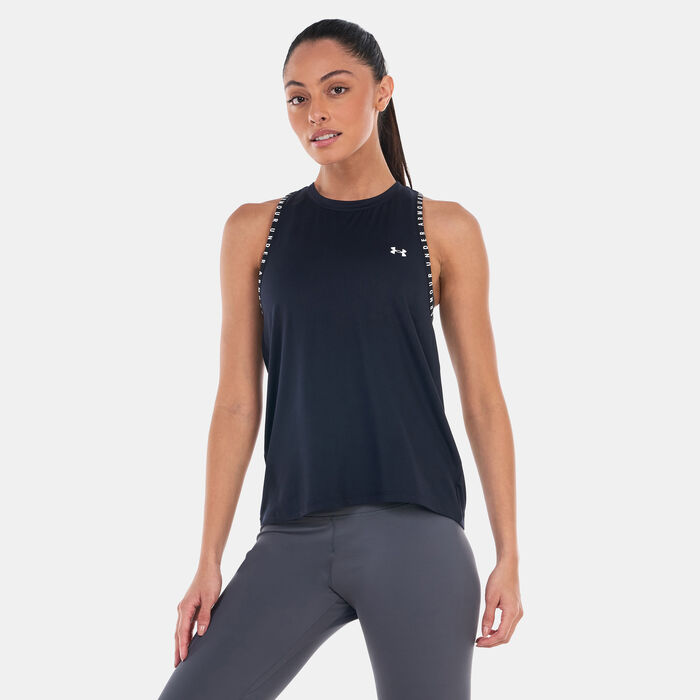 اندر ارمر تيشيرت التمرين نوك اوت بلا أكمام للنساء أسود image number 0