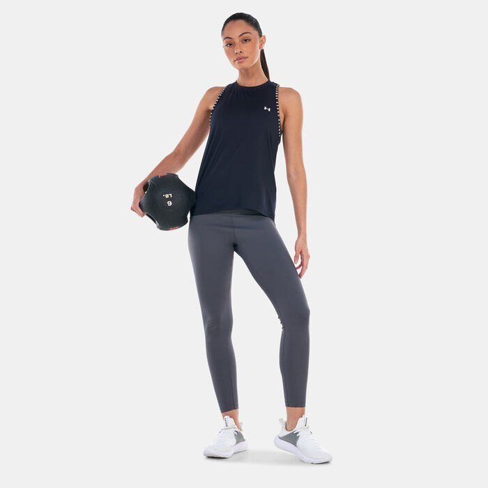 اندر ارمر تيشيرت التمرين نوك اوت بلا أكمام للنساء أسود image number 2