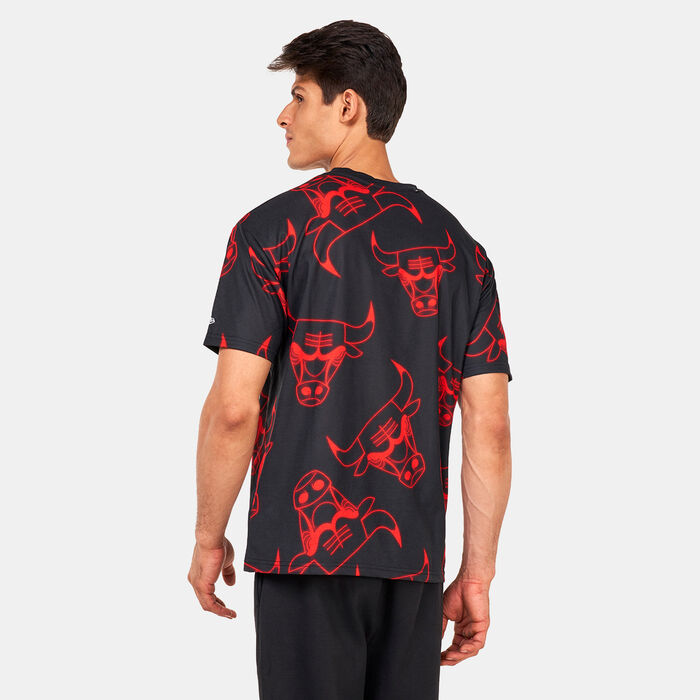 نيو ايرا تيشيرت ان بي ايه برينتد نيون شيكاجو بولز أسود image number 1