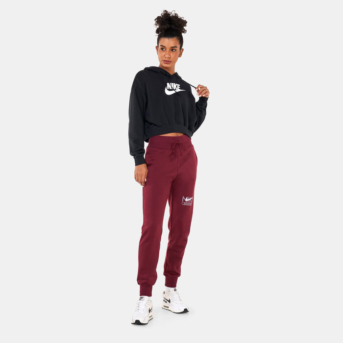 نايكي هودي كروبد جرافيك للنساء أسود image number 2