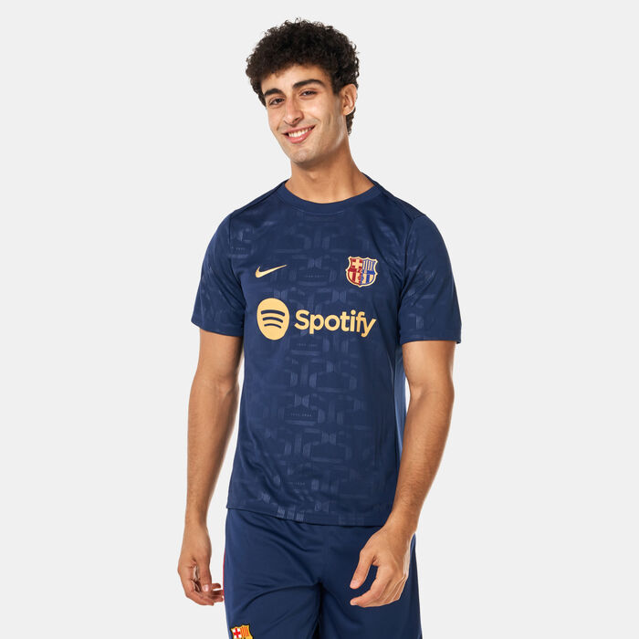 نايكي تيشيرت كرة القدم FC برشلونة أكاديمي بر الأساسي بري-ماتش للرجال أزرق image number 0