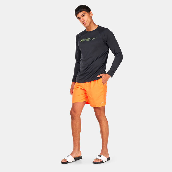 نايك سويم تيشيرت السباحة بأكمام طويلة للرجال أسود image number 2