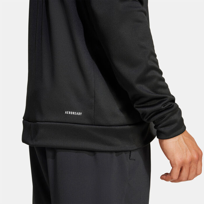 اديداس هودي التمرين ترين اسنشالز كامو بسحاب كامل للرجال أسود image number 4