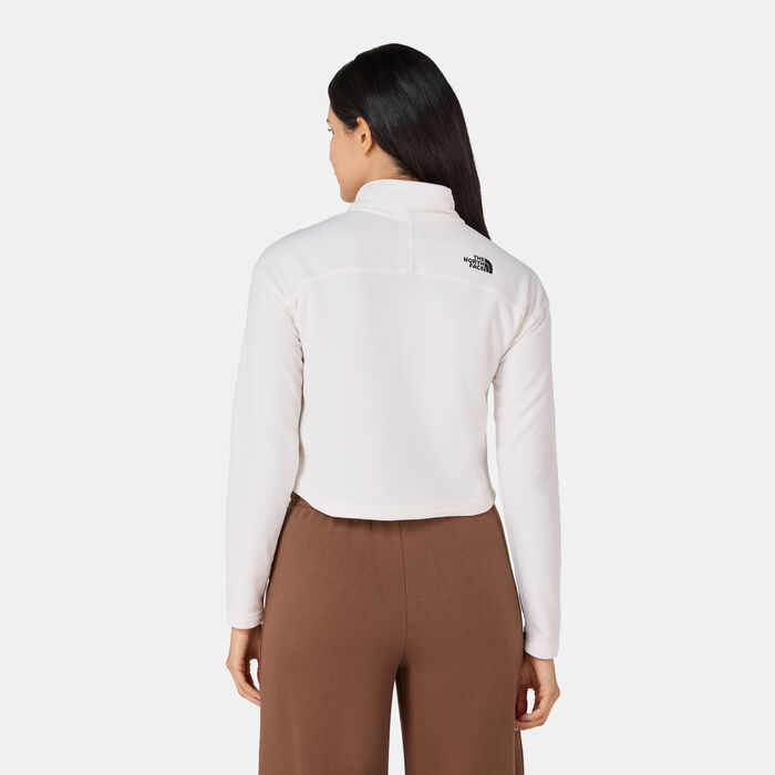 ذا نورث فيس تيشيرت قصير 100 جلاسير بربع سحاب للنساء أبيض image number 1