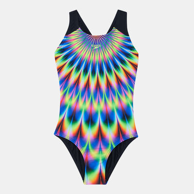 سبيدو بدلة السباحة ديجيتال بليسمنت سبلاشباك للاطفال أسود