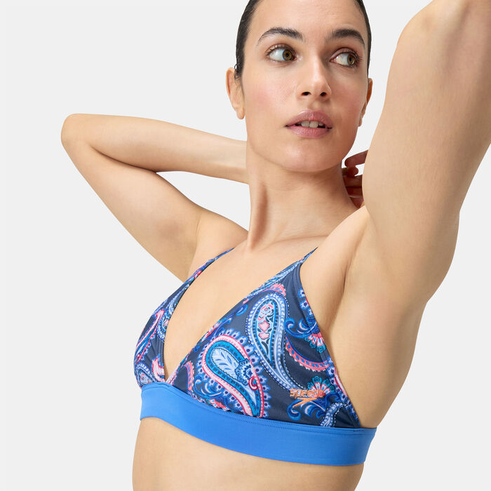 سبيدو طقم بيكيني برينتد بانديد تراينجل قطعتين للنساء أزرق image number 4