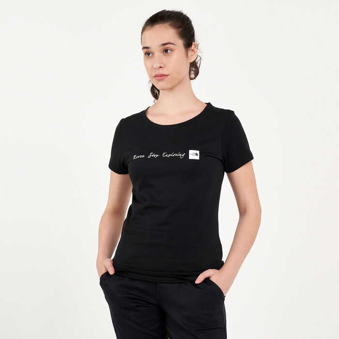 ذا نورث فيس تيشيرت نفر ستوب اكسبلورينج للنساء أسود image number 0