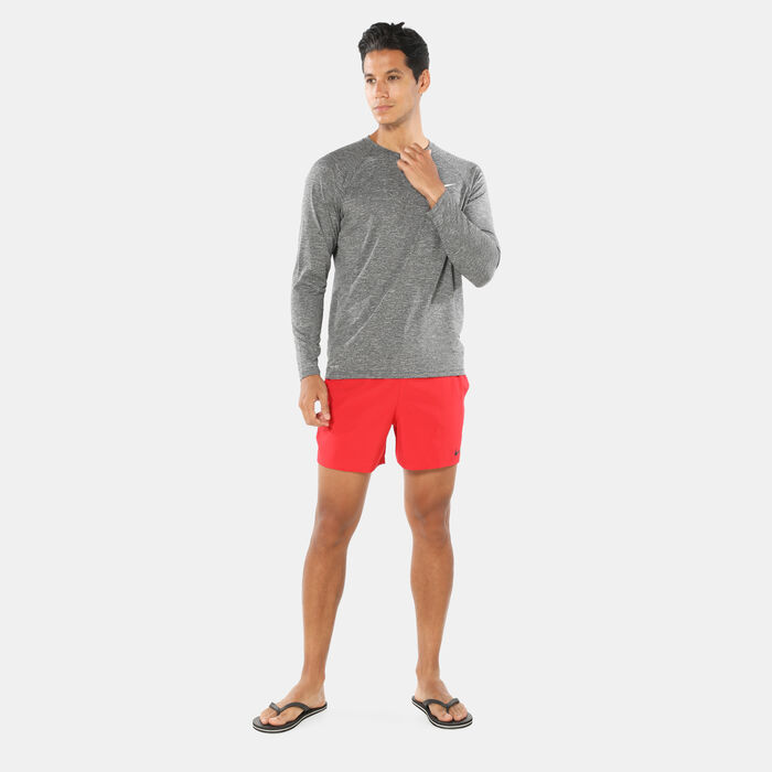 نايك سويم تيشيرت السباحة هيذرد هايدروجارد بأكمام طويلة للرجال رمادي image number 2