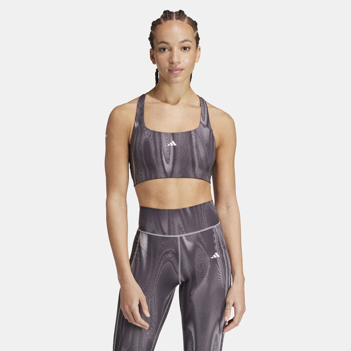 اديداس صدرية رياضية باور امباكت بدعم متوسط للنساء رمادي image number 0