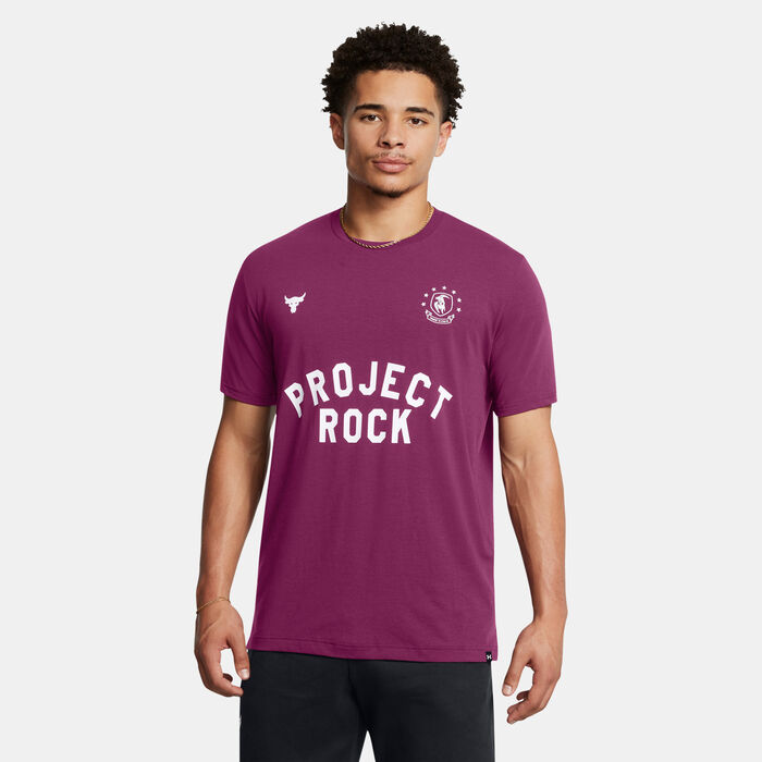 اندر ارمر تيشيرت التمرين بروجكت روك بادج اوف اونر للرجال بنفسجي image number 0