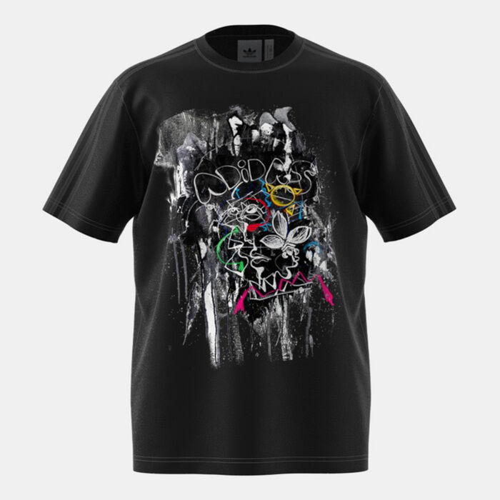 اديداس اورجينال تيشيرت x FEWOCiOUS جرافيك للرجال أسود image number 0