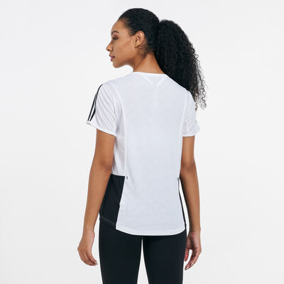 اديداس تيشيرت اون ذا رن 3-سترايبس إيتريشن للنساء أسود