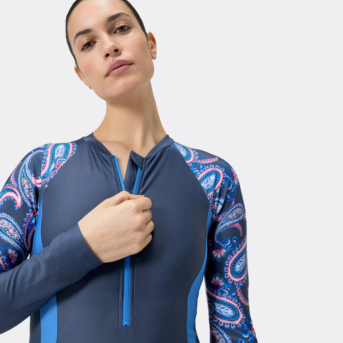 سبيدو بدلة السباحة بأكمام طويلة للنساء - قطعة واحدة أزرق image number 3