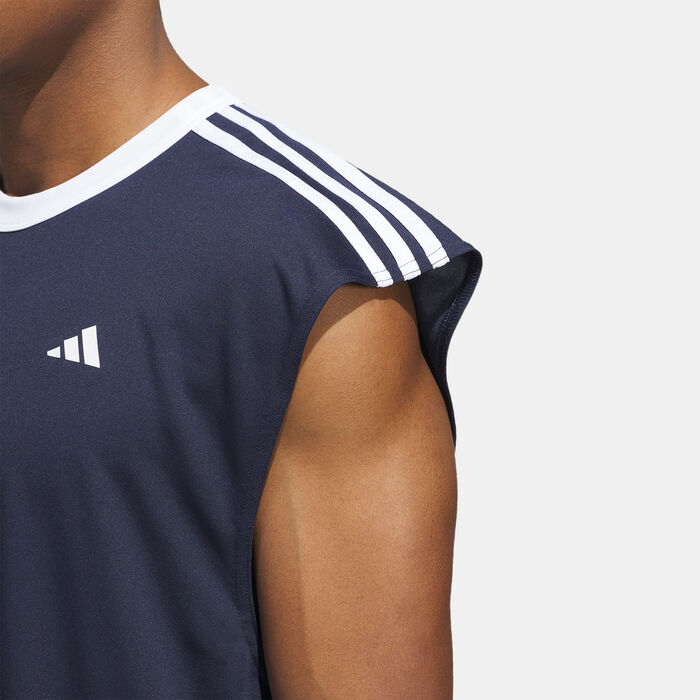 اديداس تيشيرت كرة السلة اول وورلد تانك للرجال أزرق image number 3