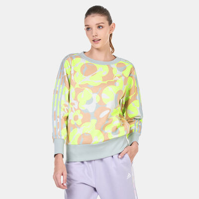 اديداس سويت شيرت فلورال جرافيك برينتد للنساء أخضر
