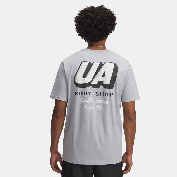 اندر ارمر تيشيرت مزين بعبارة "Body Shop" للرجال رمادي image number 1