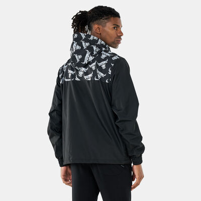 نيو ايرا جاكيت شيكاغو بولز ديستريسد لوجو ويند-بريكر للرجال أسود