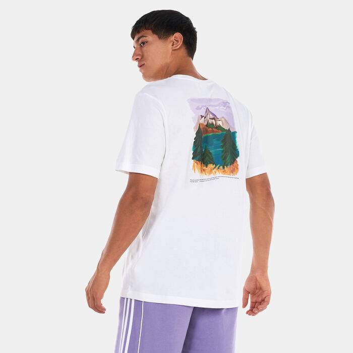 اديداس اورجينال تيشيرت ادفنتشر نيتشر اويكينينج للرجال أبيض image number 1
