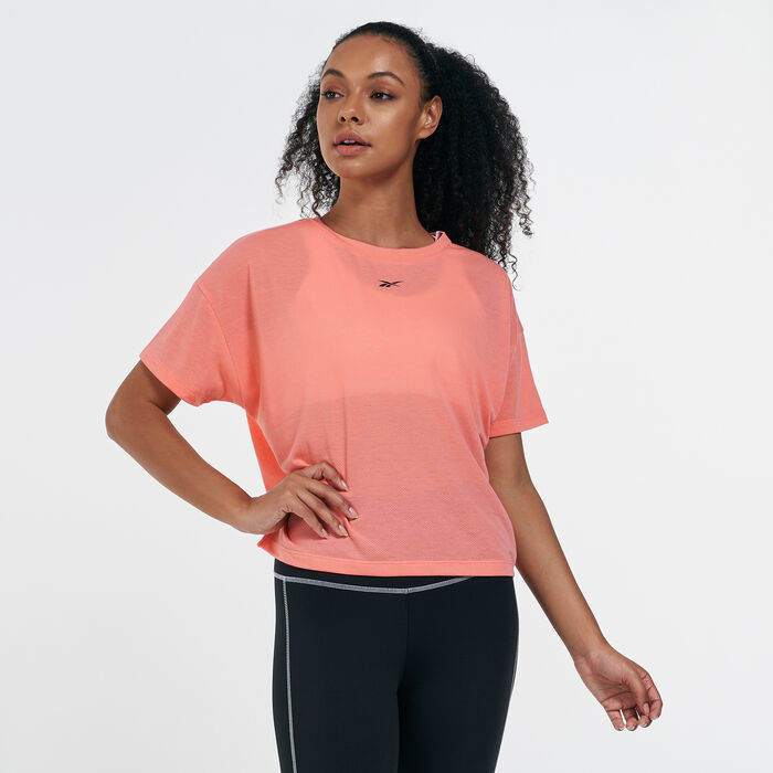 ريبوك تيشيرت وورك اوت ريدي سوبريميوم للنساء برتقالي image number 0