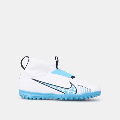 نايكي حذاء كرة القدم ميركوريال سوبرفلاي 9 اكاديمي لملاعب العشب الصناعي للاطفال أبيض