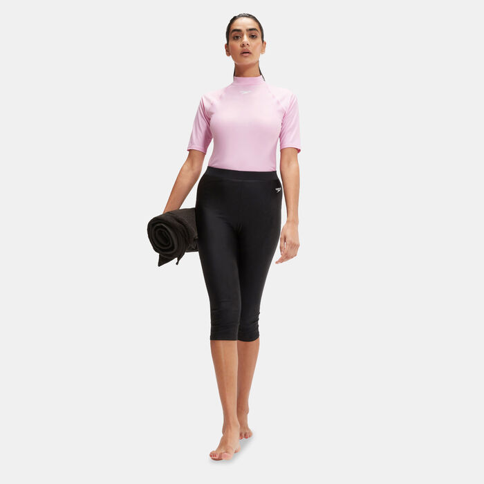 سبيدو بنطال السباحة لوجو 3/4 للنساء أسود image number 2