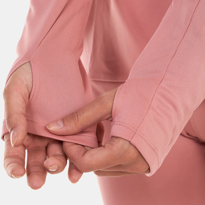 نايكي تيشيرت الجري دراي-فت سووش بربع سحاب للنساء وردي image number 3