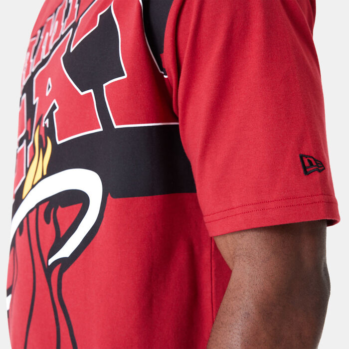 نيو ايرا تيشيرت ان-بي-ايه ميامي هيت لارج ووردمارك للرجال أحمر image number 3