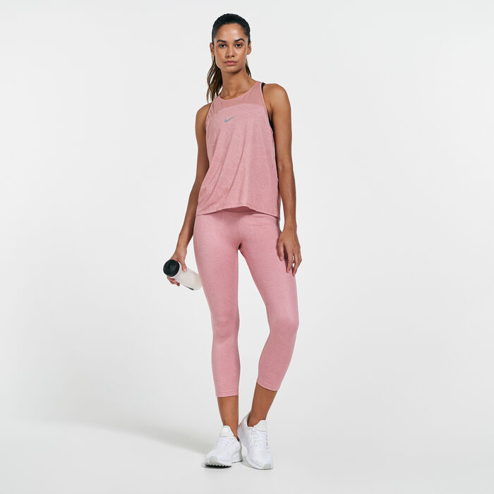 نايكي تيشيرت رن ديفجن بطبعات بالكامل بلا أكمام للنساء وردي image number 2