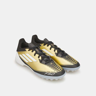 اديداس حذاء F50 ليج ميسي لملاعب العشب الصناعي للاطفال أبيض