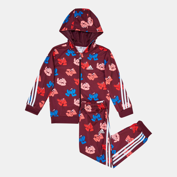 اديداس طقم هودي وبنطال فيوتشر ايكونز شايني للاطفال أحمر image number 0