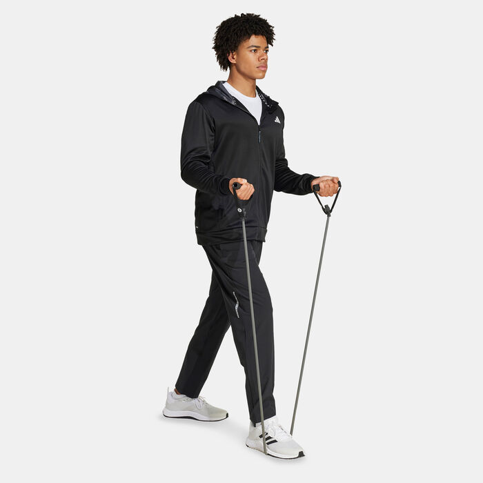 اديداس هودي التمرين ترين اسنشالز كامو بسحاب كامل للرجال أسود image number 2