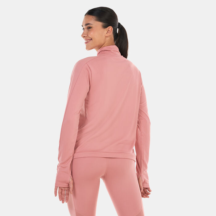 نايكي تيشيرت الجري دراي-فت سووش بربع سحاب للنساء وردي image number 1