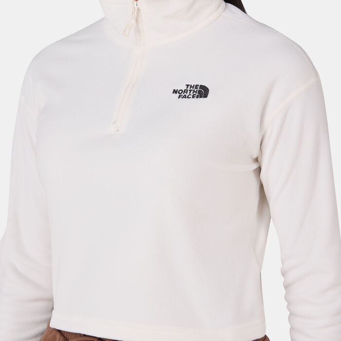 ذا نورث فيس تيشيرت قصير 100 جلاسير بربع سحاب للنساء أبيض image number 3