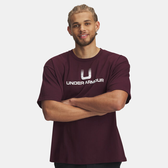 اندر ارمر تيشيرت ثقيل الوزن بشعار "Under Armour" للرجال أحمر image number 0