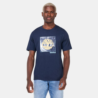تمبرلاند تيشيرت براند كارير فرونت برينت جرافيك للرجال أزرق