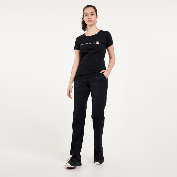 ذا نورث فيس تيشيرت نفر ستوب اكسبلورينج للنساء أسود image number 2