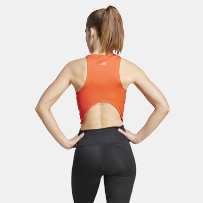 اديداس تيشيرت كروب بلا أكمام براند لوف ترينينج لوجو برينت للنساء أحمر