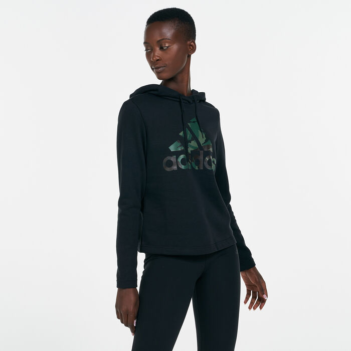 اديداس هودي اسينشالز كاموفلاج لوجو للنساء أسود image number 0