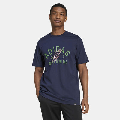 اديداس تيشيرت كوليجيات جرافيك للرجال رمادي