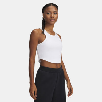 اندر ارمر تي شيرت ريفال ريب بدون أكمام للنساء أبيض