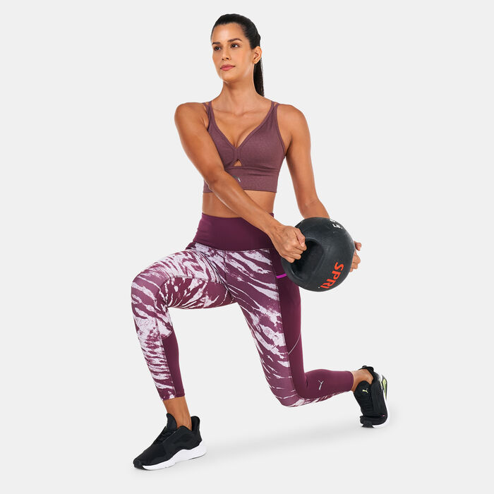 بوما بنطال ليقنز رن 5K جرافيك هاي ويست 7/8 للنساء بنفسجي image number 2