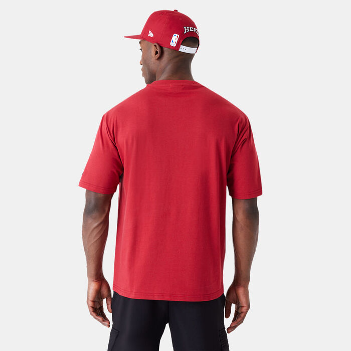 نيو ايرا تيشيرت ان-بي-ايه ميامي هيت لارج ووردمارك للرجال أحمر image number 1