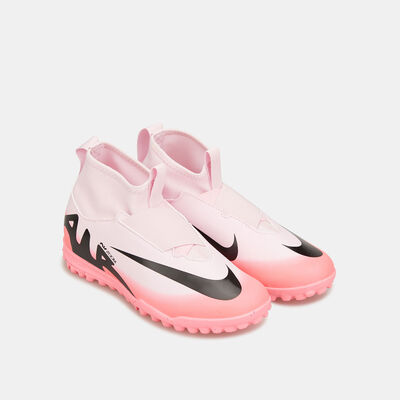 نايكي حذاء كرة القدم ميركوريال سوبرفلاي 9 اكاديمي لملاعب العشب الصناعي للاطفال وردي