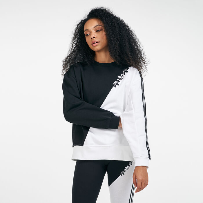 اديداس اورجينال سويت شيرت ادي كلر سلايسد تريفويل للنساء أسود image number 0
